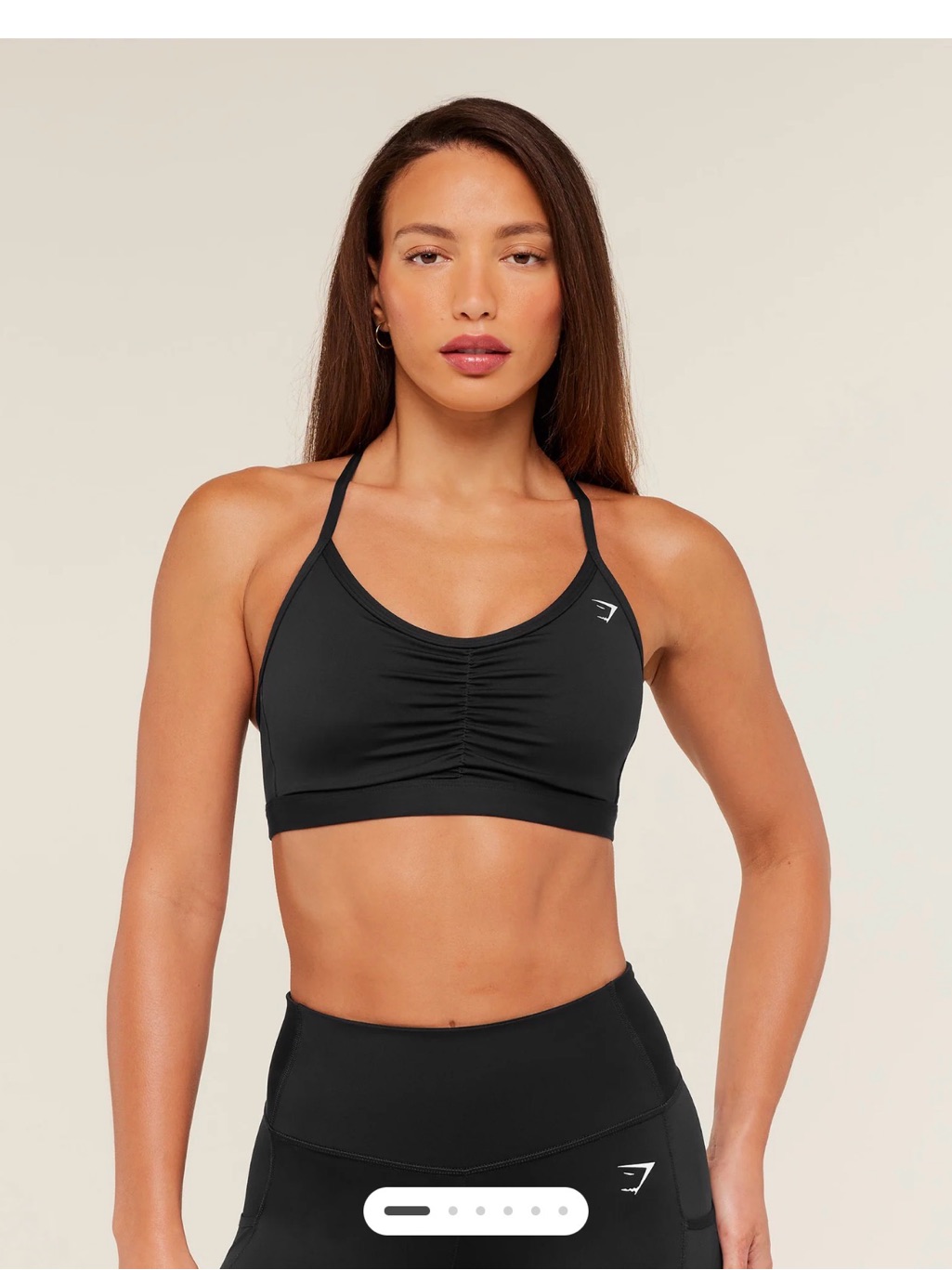 Gymshark Black Ruched Thin-Strap Sports Bra
